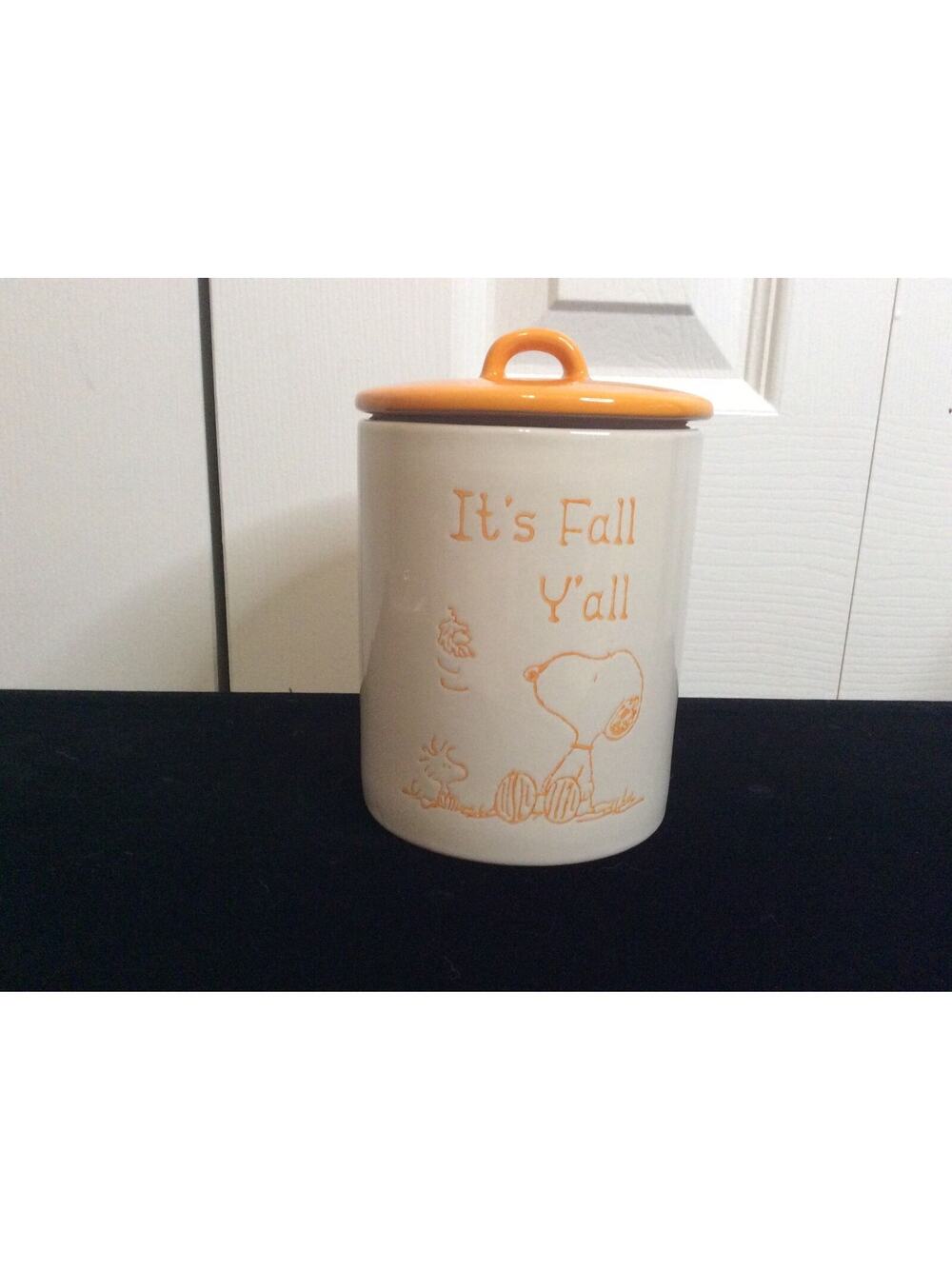 Peanuts Autumn Yellow Lidded Ceramic Canister It’s Fall Y’all